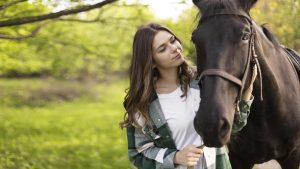 Christian boarding schools for troubled teens Dallas - A serene equine therapy session at a Christian boarding school for tro